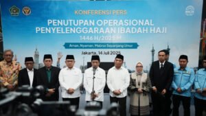 Konferensi Pers Penutupan Operasional Penyelenggaraan Ibadah Haji 1446 H/2025 M (Foto : Kemenag)