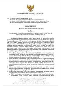 Surat Edaran Gubernur Kaltim Nomor 400.12/2204/DISDUKCAPIL/2025 yang ditandatangani Gubernur Rudy Mas’ud pada 5 Agustus 2025. / Pemprov Kaltim