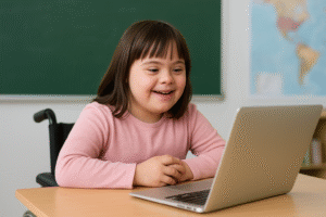 Ilustrasi Anak disabilitas (foto : Smartrt.news/AI)